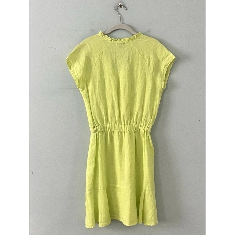 S'edge Raleigh Citron Lime Green Linen Mini Dress - Picture 2 of 5